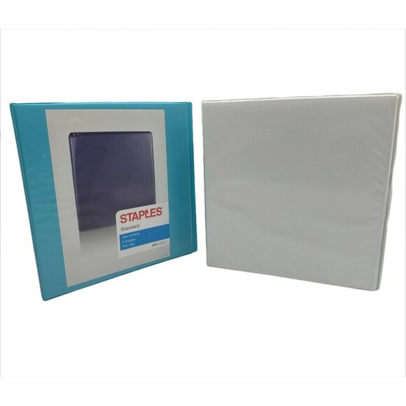 (2) Heavy Duty Staples and Avery 3 Ring Binders 1 1/2 " and 2" Blue and White - Picture 1 of 15